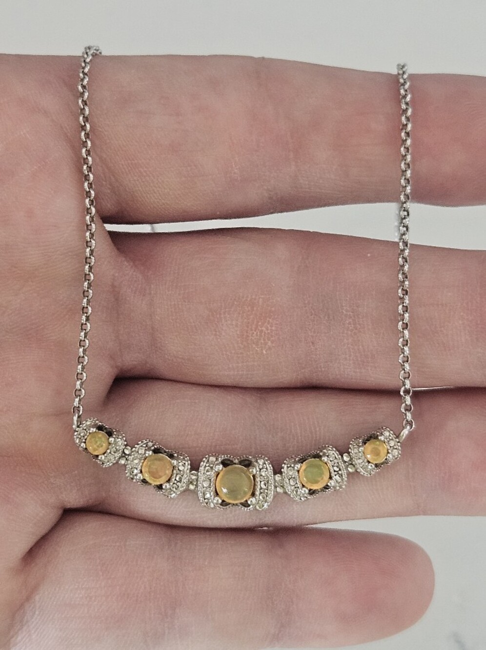 Designer 18"-20" Sterling Silver Ethiopian Opal Accent Necklace Yellow-Green